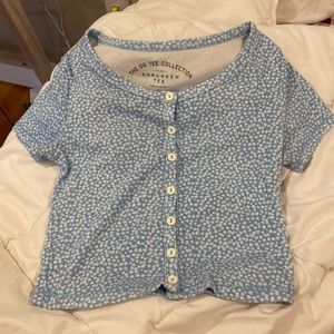 Button Up Cropped T shirt